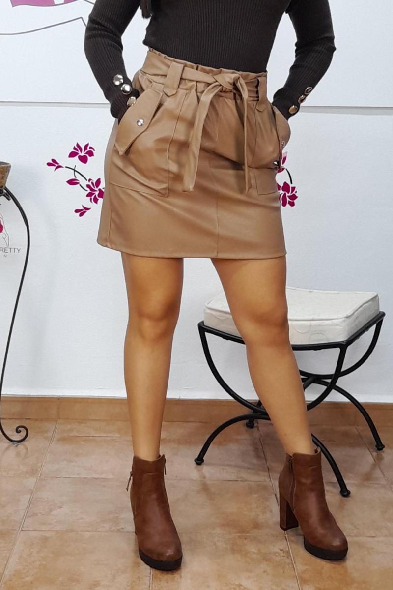 FALDA DE POLIPIEL LIRIA BEIG