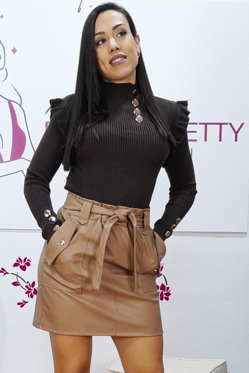 FALDA DE POLIPIEL LIRIA BEIG